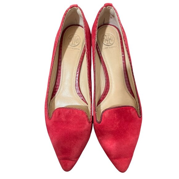 Tory Burch Shoes - Tory Burch Red Suede Pointed Toe Flats Womens Size 7.5M